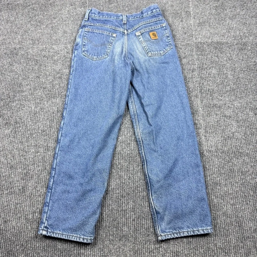 Carhartt Boys Fleece Lined Relaxed Fit Jeans Blue Denim Size 12 Regular YYB155
